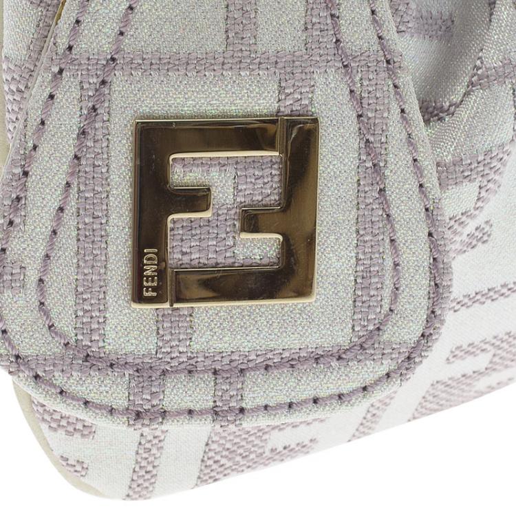 Pre Owned Fendi Off White/Beige Zucca Canvas Pochette Bag