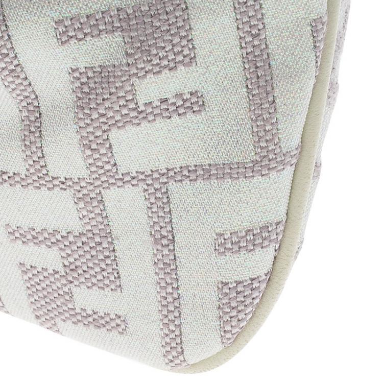 Pre Owned Fendi Off White/Beige Zucca Canvas Pochette Bag