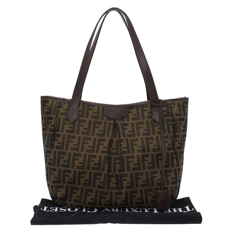 Pre Owned Fendi Tobacco Zucca Canvas Jacquard Grande Shopping Tote