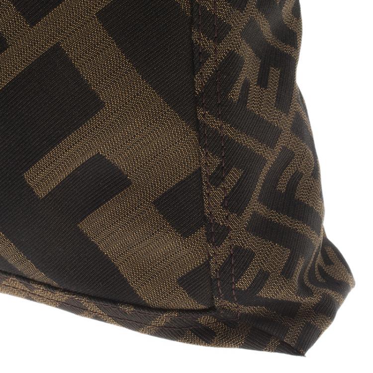 Pre Owned Fendi Tobacco Zucca Canvas Maxi Baguette Shoulder Bag
