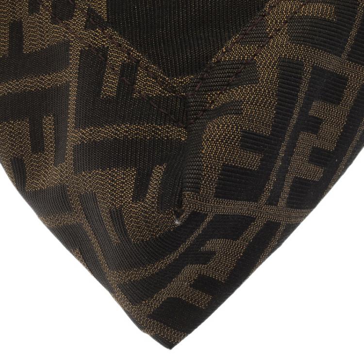 Pre Owned Fendi Tobacco Zucca Canvas Maxi Baguette Shoulder Bag