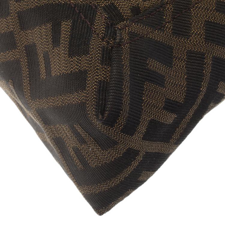 Pre Owned Fendi Tobacco Zucca Canvas Maxi Baguette Shoulder Bag