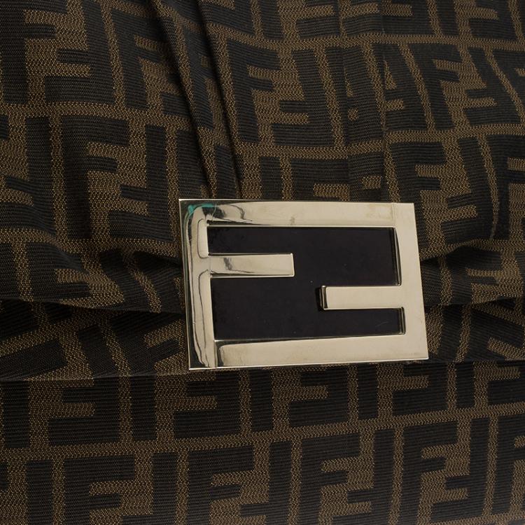 Pre Owned Fendi Tobacco Zucca Canvas Mia Flap Bag
