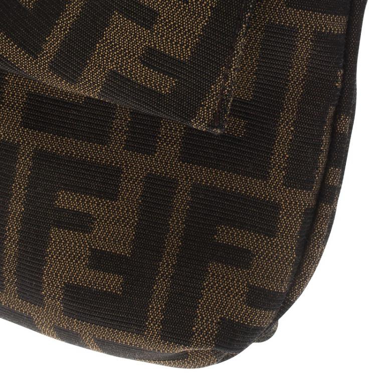 Pre Owned Fendi Tobacco Zucca Canvas Mia Flap Bag