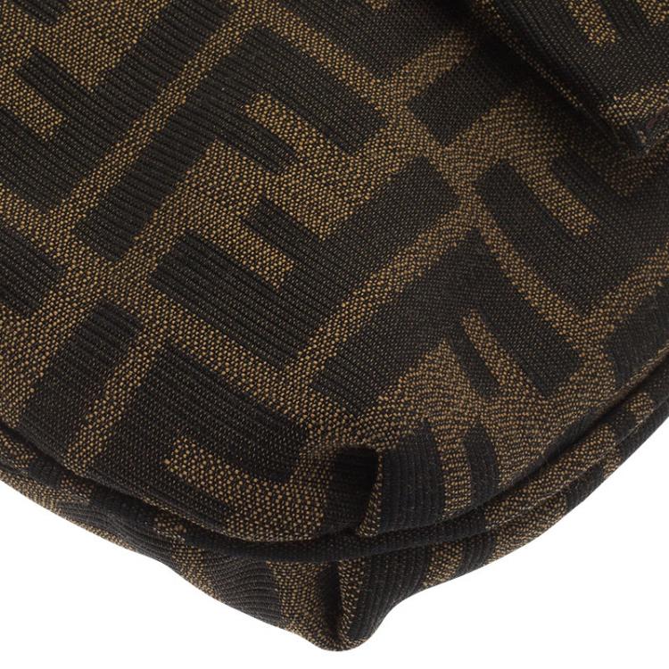 Pre Owned Fendi Tobacco Zucca Canvas Mia Flap Bag