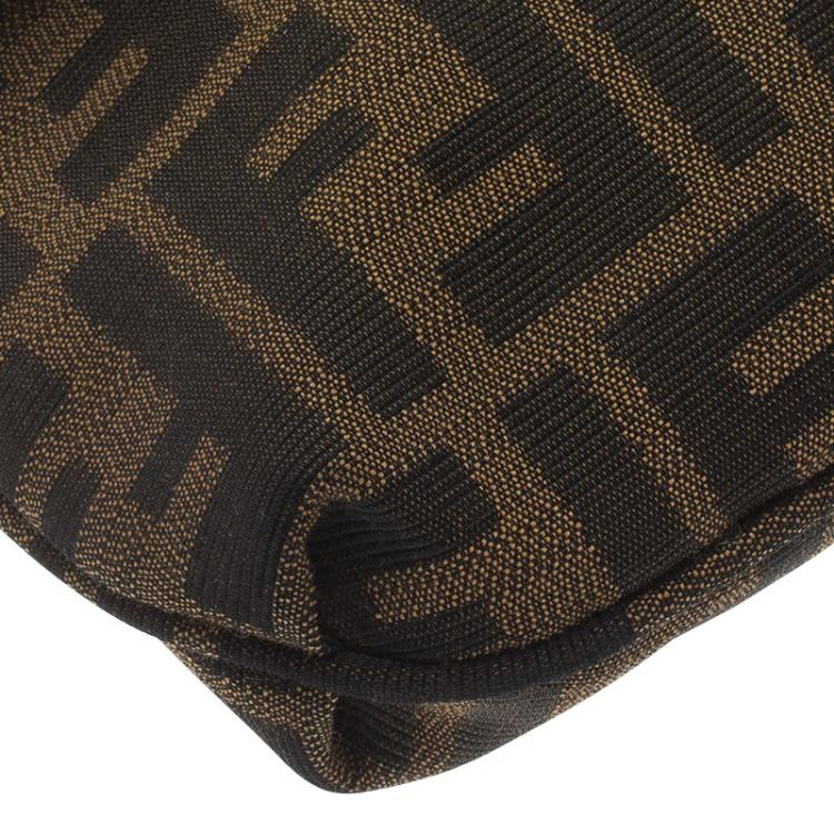 Pre Owned Fendi Tobacco Zucca Canvas Mia Flap Bag