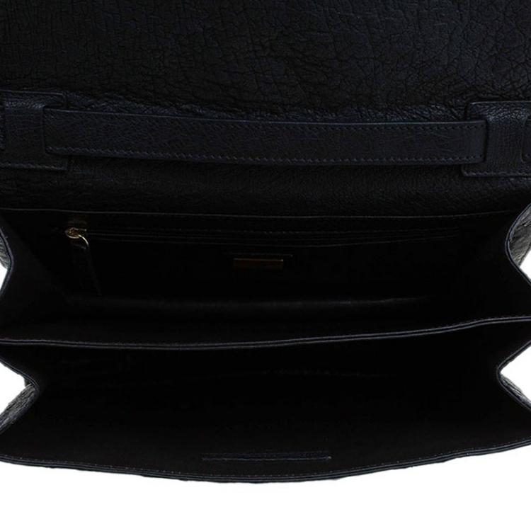 Pre Owned Fendi Black Ostrich Leather Classico No.1 Shoulder Bag