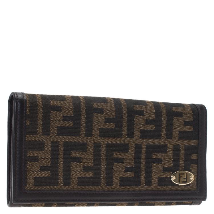 Pre Owned Fendi Brown Zucca Canvas Continental Wallet