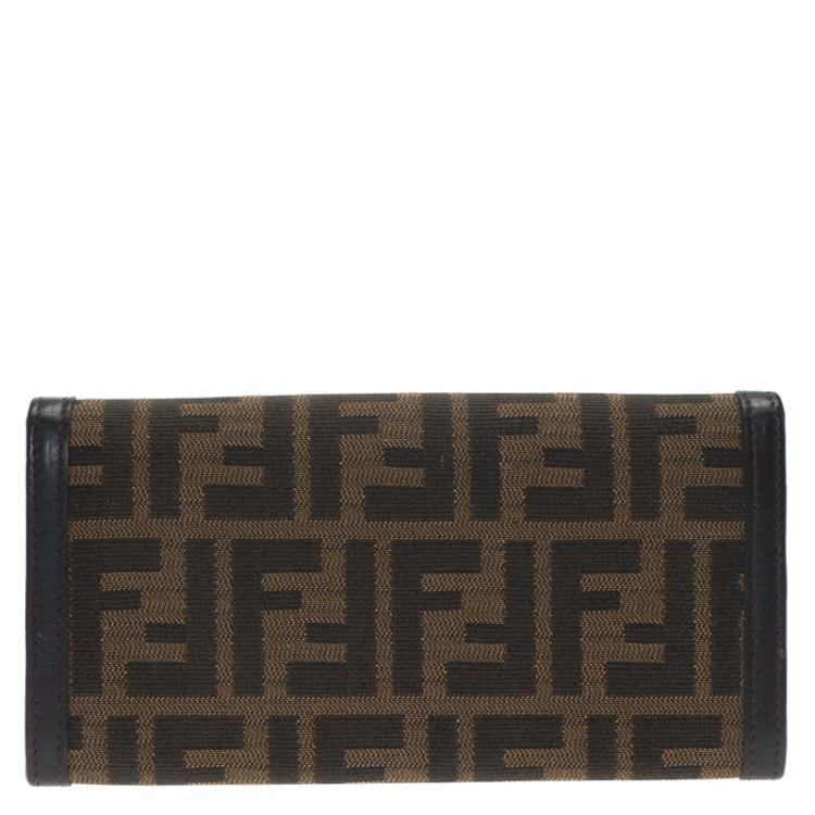Pre Owned Fendi Brown Zucca Canvas Continental Wallet