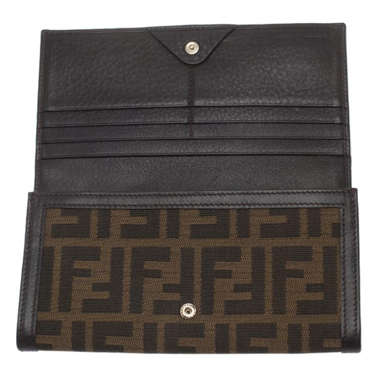 Pre Owned Fendi Brown Zucca Canvas Continental Wallet
