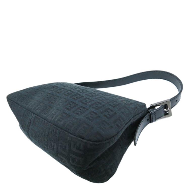 Pre Owned Fendi Black Zucchino Canvas Mini Mama Shoulder Bag