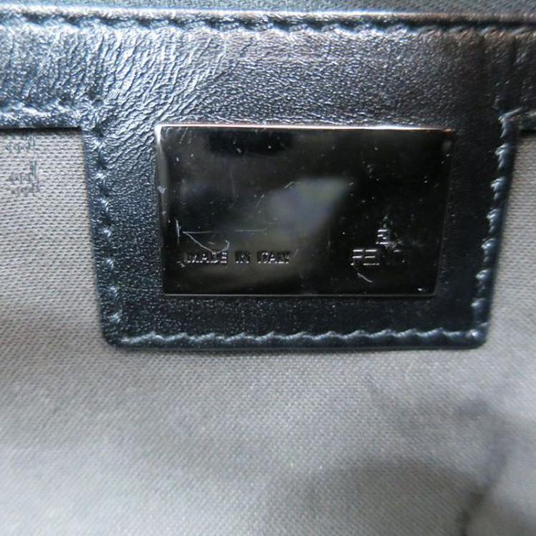 Pre Owned Fendi Black Zucchino Canvas Mini Mama Shoulder Bag