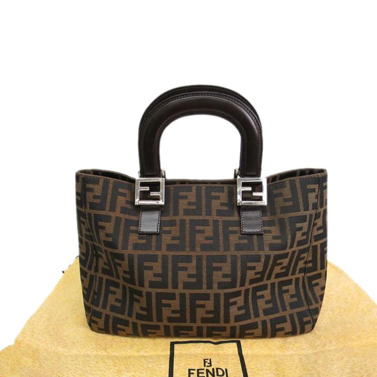Pre Owned Fendi Tobacco Zucca Canvas Shopper Tote