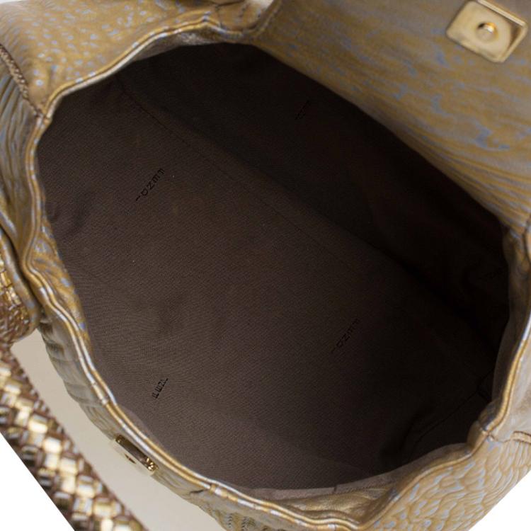 Pre Owned Fendi Gold Leather Mini Spy Bag