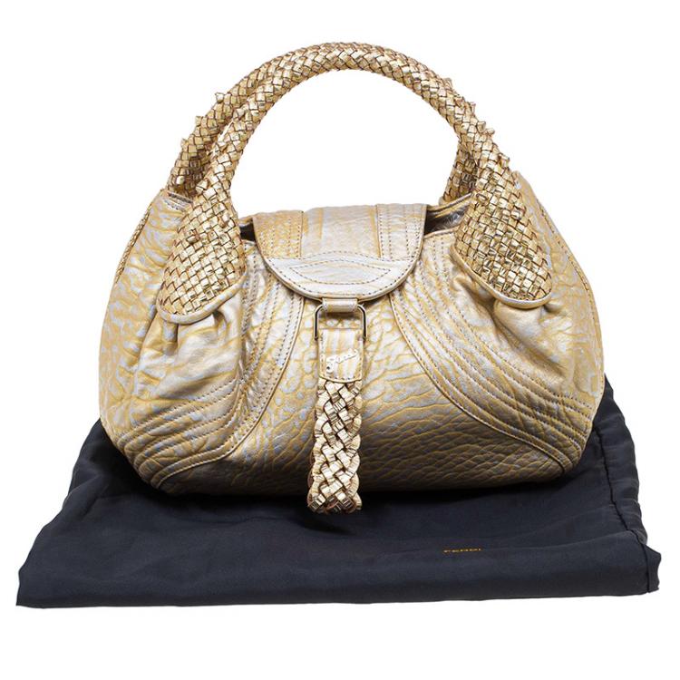 Pre Owned Fendi Gold Leather Mini Spy Bag
