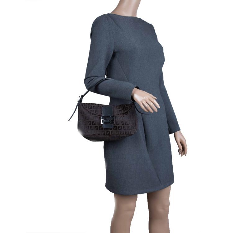 Fendi Dark Brown Zucchino Canvas Shoulder Bag Fendi TLC