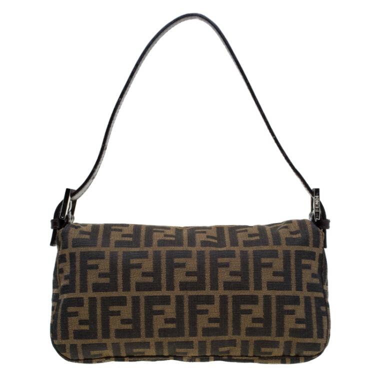 Pre Owned Fendi Tobacco  Zucca Canvas Baguette Shoulder Bag
