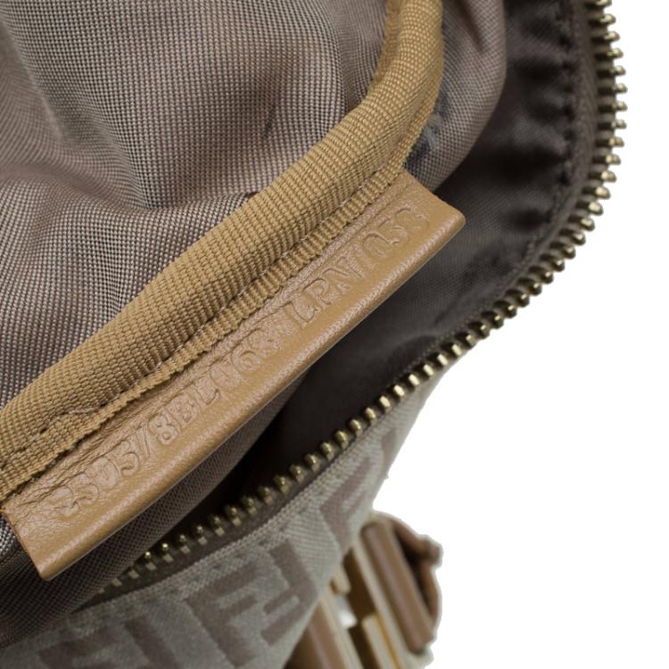 مملوكة مسبقًا Fendi Beige Zucchino Canvas Small Forever Bauletto Boston Bag