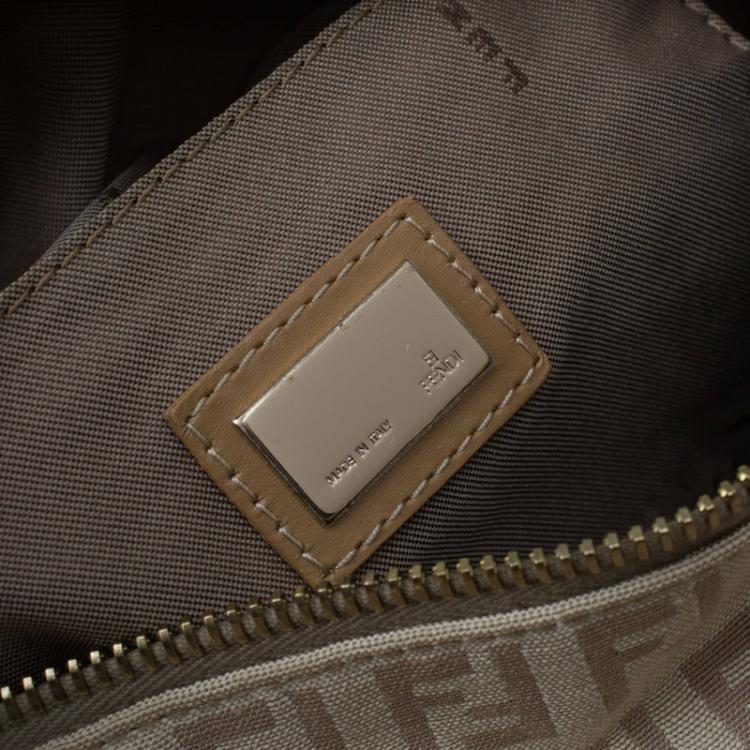 مملوكة مسبقًا Fendi Beige Zucchino Canvas Small Forever Bauletto Boston Bag