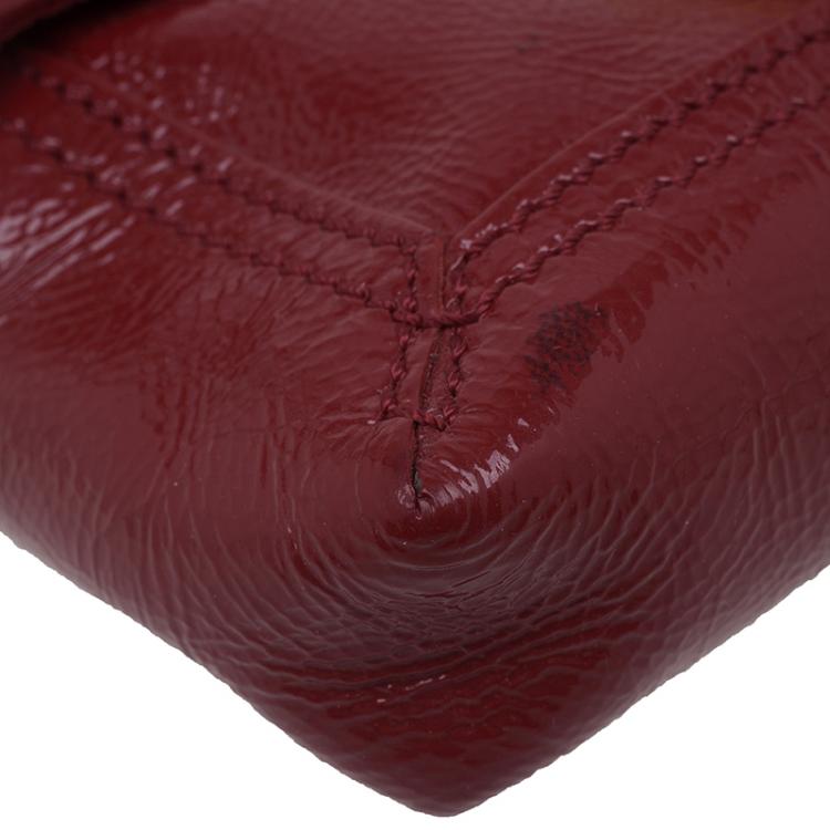 Pre Owned Fendi Red Patent Leather Mini Baguette Bag