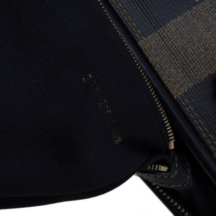 Pre Owned Fendi Tobacco Pequin Striped Coated Canvas Boston Bag