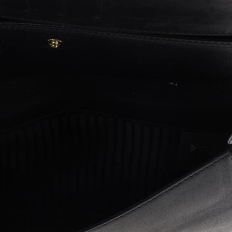 Pre Owned Fendi Black Patent Leather Fendilicious Wallet On Chain