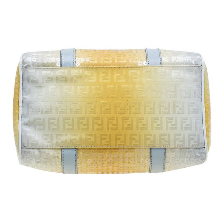 مملوكة مسبقًا Fendi Yellow Ombre Zucchino Sequin Bauletto Boston Bag