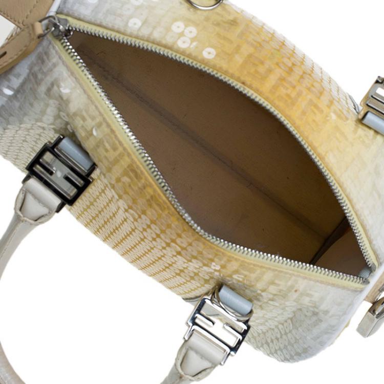 مملوكة مسبقًا Fendi Yellow Ombre Zucchino Sequin Bauletto Boston Bag