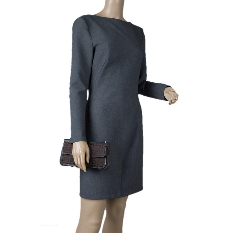 Pre Owned Fendi Brown Zucchino Pochette Clutch