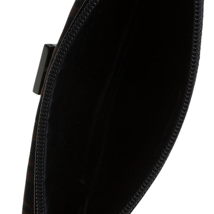 Pre Owned Fendi Brown Zucchino Pochette Clutch