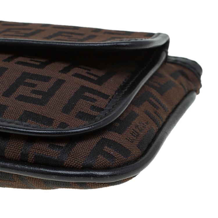 Pre Owned Fendi Brown Zucchino Pochette Clutch