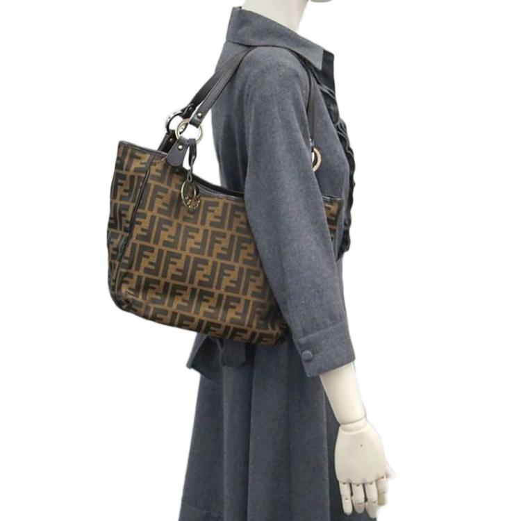 Pre Owned Fendi Tobacco Zucca Canvas Chef Shopper Tote