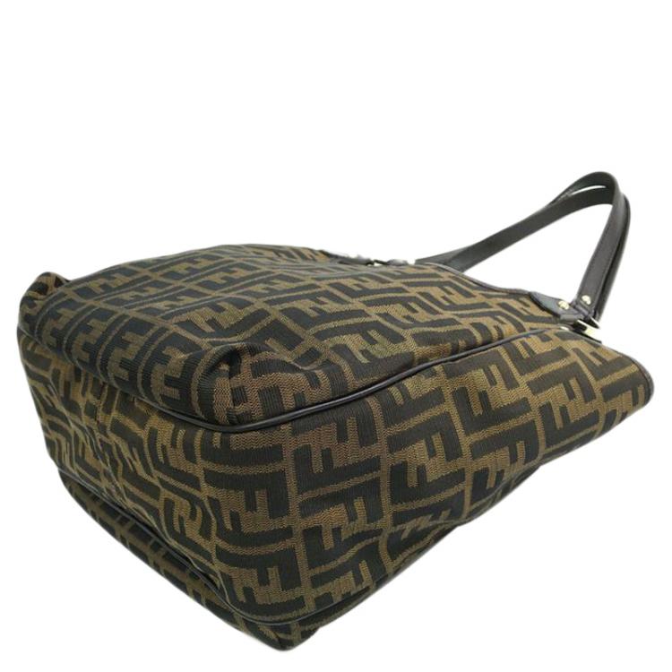 Pre Owned Fendi Tobacco Zucca Canvas Chef Shopper Tote