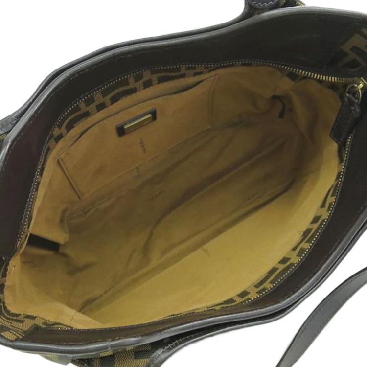 Pre Owned Fendi Tobacco Zucca Canvas Chef Shopper Tote