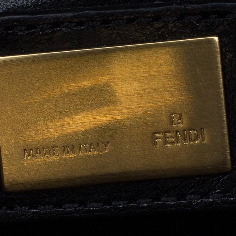 Pre Owned Fendi Black Leather Small Peekaboo Top Handle Bag