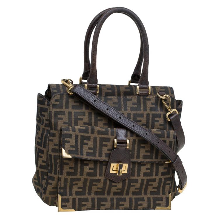 Pre Owned Fendi Tobacco Zucca Canvas Classico No.3 Shopper Tote