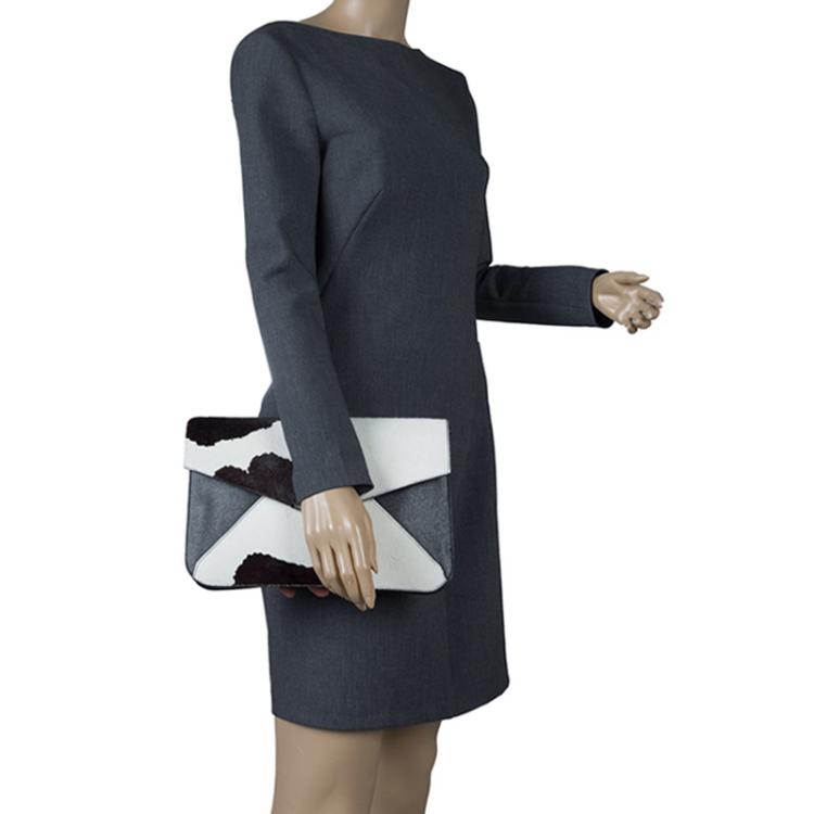 Pre Owned Fendi Multicolor Calf Hair and Leather 2Jours Envelope Clutch