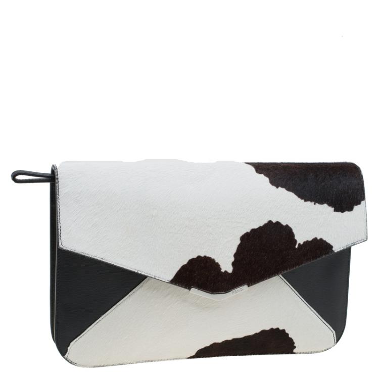 Pre Owned Fendi Multicolor Calf Hair and Leather 2Jours Envelope Clutch