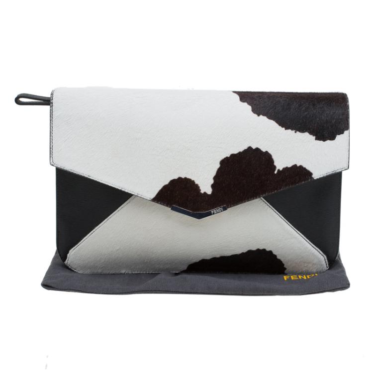 Pre Owned Fendi Multicolor Calf Hair and Leather 2Jours Envelope Clutch