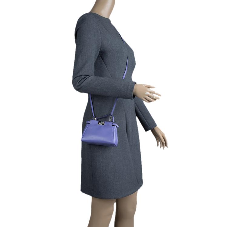 Pre Owned Fendi Viola Nappa Leather Micro Peekaboo Bag