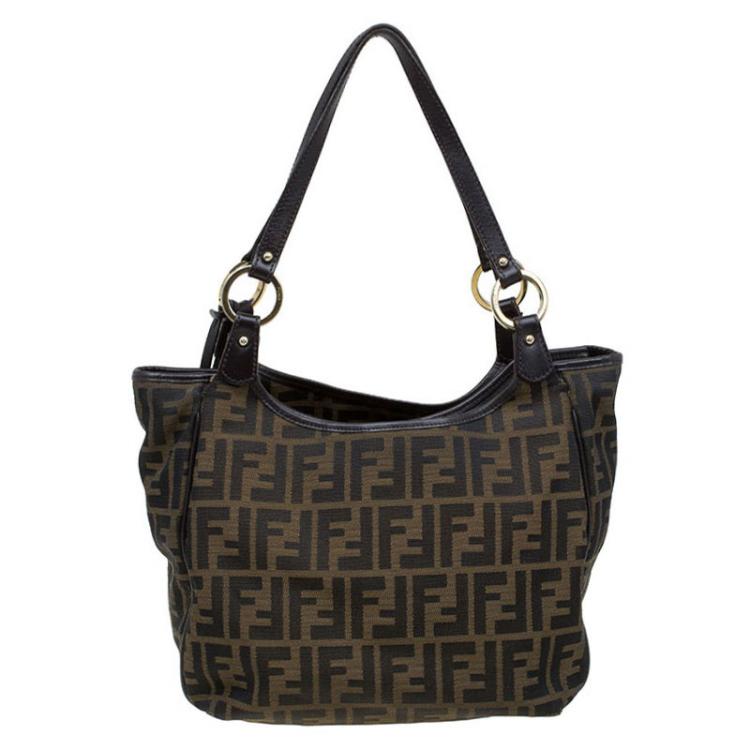 Pre Owned Fendi Tobacco Zucca Canvas Chef Shopper Tote