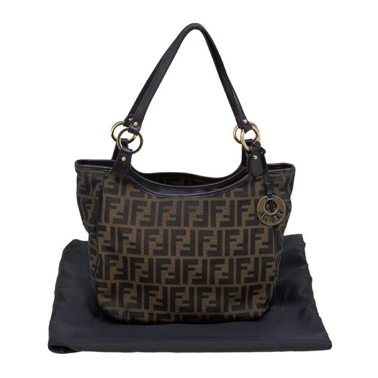 Pre Owned Fendi Tobacco Zucca Canvas Chef Shopper Tote