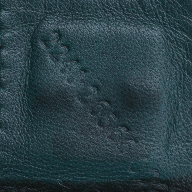 Pre Owned Fendi Dark Green Felt Baguette Shoulder Bag