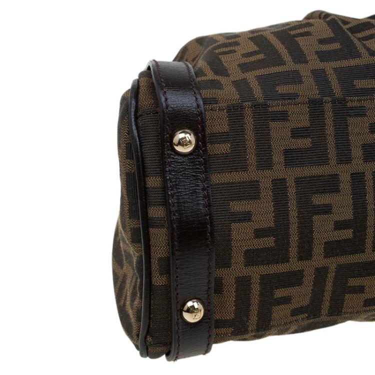 Pre Owned Fendi Tobacco Zucca Canvas and Leather Large Magic Bag