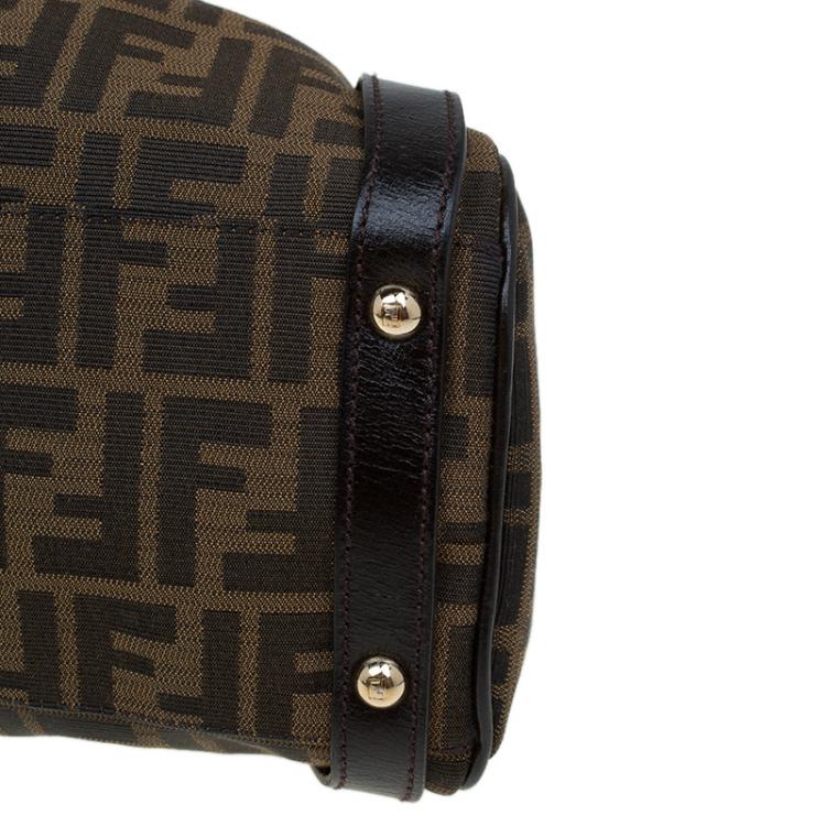 Pre Owned Fendi Tobacco Zucca Canvas and Leather Large Magic Bag