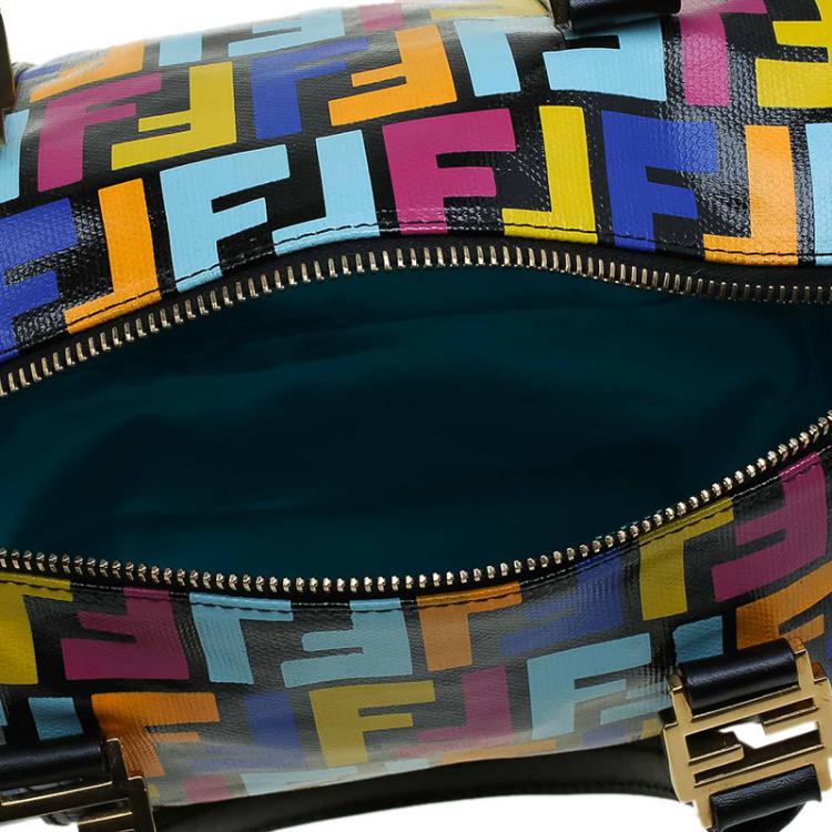 Pre Owned Fendi Multicolor Zucca Coated Canvas Bauletto Boston Bag 