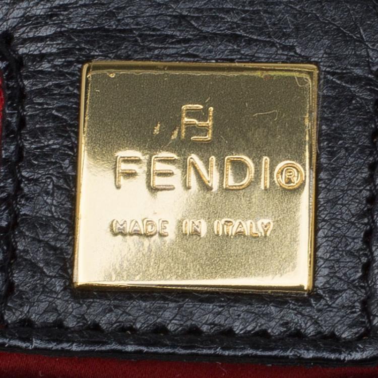 Pre Owned Fendi Black Suede Baguette Shoulder Bag