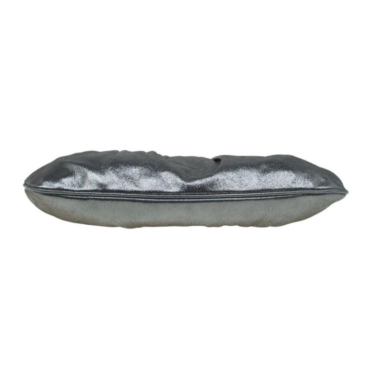 Pre Owned Fendi Metallic Grey Leather Cutout Handle Clutch