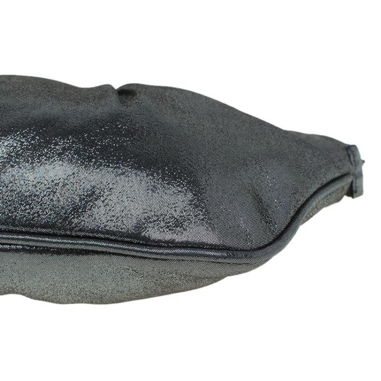 Pre Owned Fendi Metallic Grey Leather Cutout Handle Clutch
