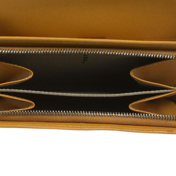 Pre Owned Fendi Orange Zucchino Canvas Flap Wallet
